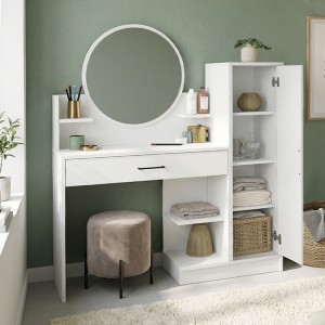 Τουαλέτα με καθρέπτη Andera χρώμα λευκό 123,9x35x144,4εκ. Τουαλέτα με καθρέπτη Andera χρώμα λευκό 123,9x35x144,4εκ.