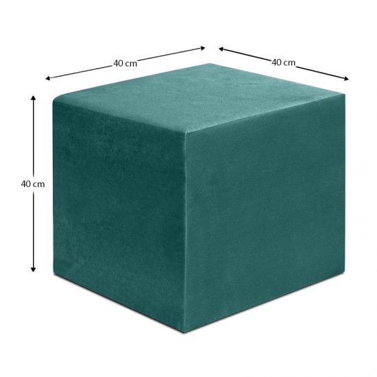 Σκαμπώ April βελούδινο χρώμα κυπαρρισί 40x40x40εκ.