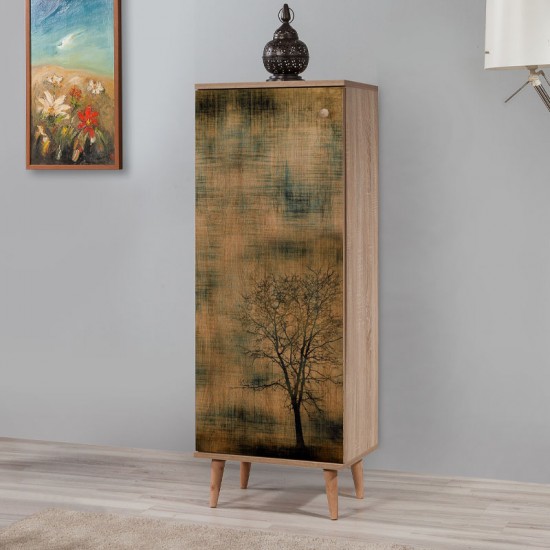 Παπουτσοθήκη - ντουλάπι Soho από μελαμίνη χρώμα sonoma 50x38x135εκ.