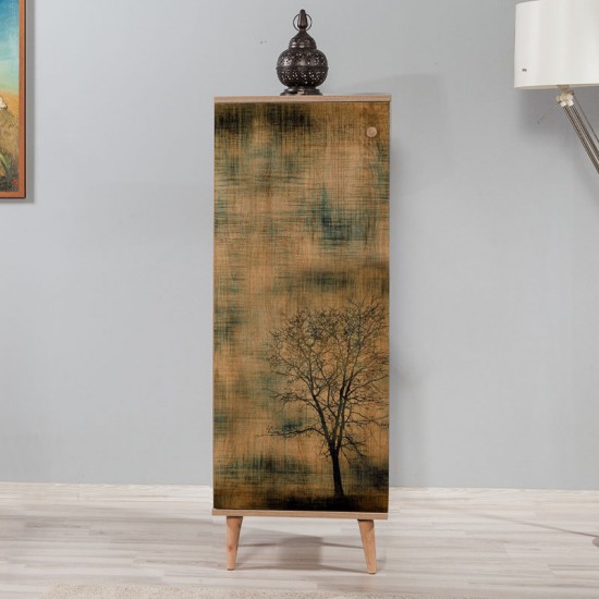 Παπουτσοθήκη - ντουλάπι Soho από μελαμίνη χρώμα sonoma 50x38x135εκ.