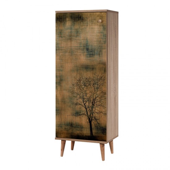 Παπουτσοθήκη - ντουλάπι Soho από μελαμίνη χρώμα sonoma 50x38x135εκ.