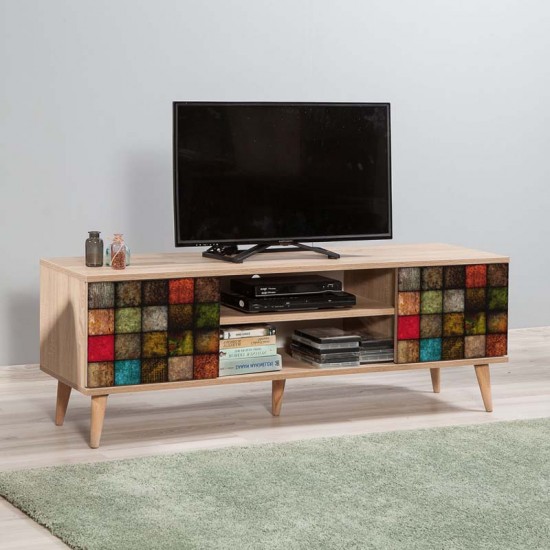 Έπιπλο τηλεόρασης Soho από μελαμίνη χρώμα sonoma 140x40x50 εκ.