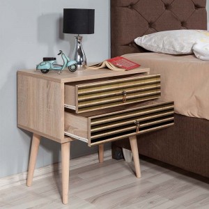 Κομοδίνο Soho από μελαμίνη χρώμα sonoma 60x40x61εκ.