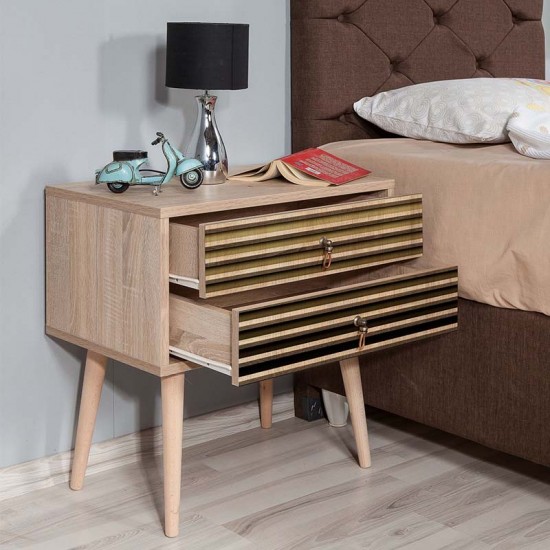 Κομοδίνο Soho από μελαμίνη χρώμα sonoma 60x40x61εκ.