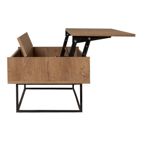 Τραπεζάκι σαλονιού Amedeo με σερβιτόρο από μελαμίνη χρώμα καρυδί 120x60x43εκ.