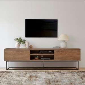 Έπιπλο τηλεόρασης Amedeo από μελαμίνη χρώμα καρυδί 180x40x50εκ.