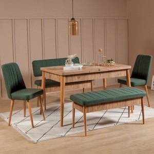 Καναπές διθέσιος - Παγκάκι Alden από μελαμίνη - ύφασμα χρώμα πράσινο 110x40x85εκ.