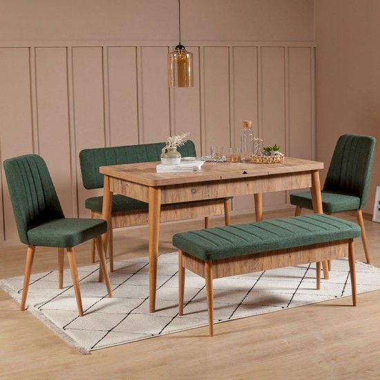 Καναπές διθέσιος - Παγκάκι Alden από μελαμίνη - ύφασμα χρώμα πράσινο 110x40x85εκ.