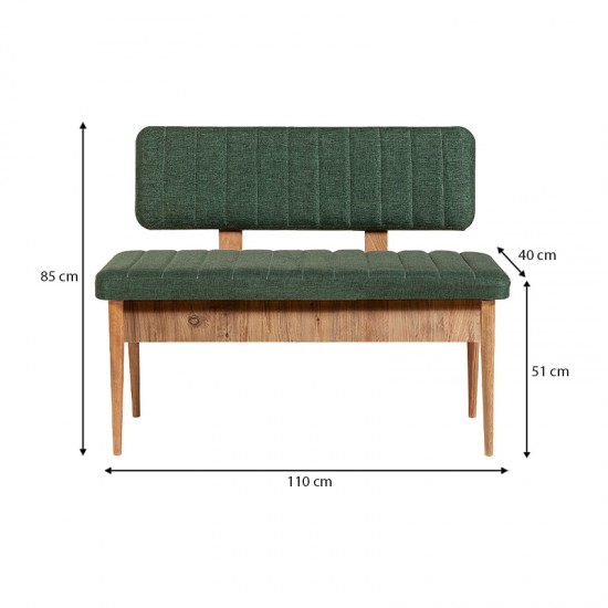 Καναπές διθέσιος - Παγκάκι Alden από μελαμίνη - ύφασμα χρώμα πράσινο 110x40x85εκ.