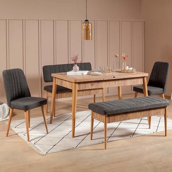 Καναπές διθέσιος - Παγκάκι Alden από μελαμίνη - ύφασμα χρώμα ανθρακί 110x40x85εκ.