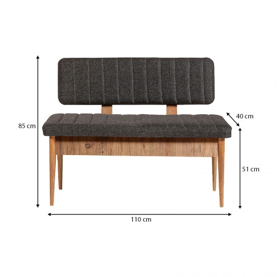 Καναπές διθέσιος - Παγκάκι Alden από μελαμίνη - ύφασμα χρώμα ανθρακί 110x40x85εκ.