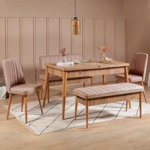 Καναπές διθέσιος - Παγκάκι Alden από μελαμίνη - βελούδο χρώμα μπεζ 110x40x85εκ.