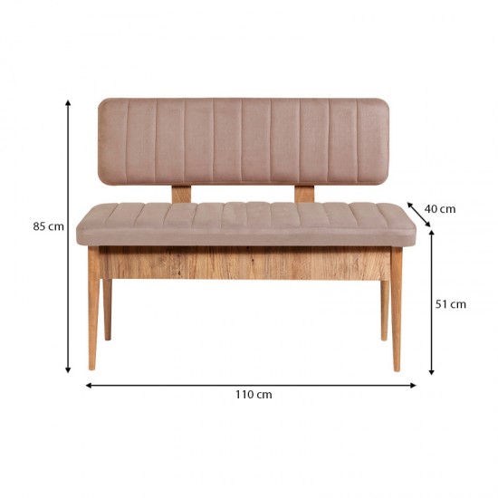 Καναπές διθέσιος - Παγκάκι Alden από μελαμίνη - βελούδο χρώμα μπεζ 110x40x85εκ.