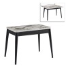 Τραπέζι Dolunay επεκτεινόμενο χρώμα λευκό εφέ μαρμάρου - μαύρο 100x60(120x100)x79,5εκ.