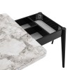 Τραπέζι Dolunay επεκτεινόμενο χρώμα λευκό εφέ μαρμάρου - μαύρο 100x60(120x100)x79,5εκ.