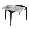 Τραπέζι Dolunay επεκτεινόμενο χρώμα λευκό εφέ μαρμάρου - μαύρο 100x60(120x100)x79,5εκ.