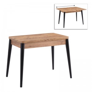 Τραπέζι Dolunay επεκτεινόμενο χρώμα atlantic pine - μαύρο 100x60(120x100)x79,5εκ.