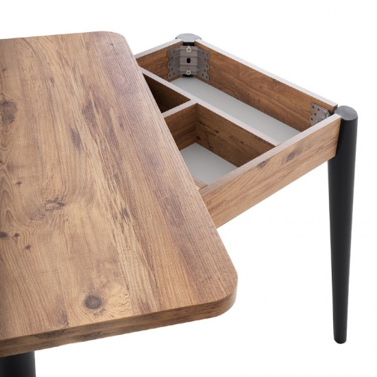 Τραπέζι Dolunay επεκτεινόμενο χρώμα atlantic pine - μαύρο 100x60(120x100)x79,5εκ.