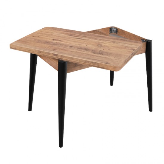 Τραπέζι Dolunay επεκτεινόμενο χρώμα atlantic pine - μαύρο 100x60(120x100)x79,5εκ.