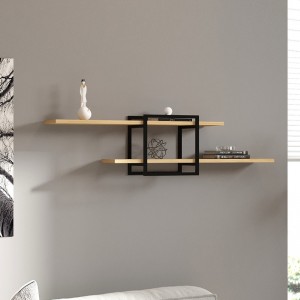 Ραφιέρα τοίχου Mone χρώμα sapphire oak - μαύρο 120x18x30εκ.