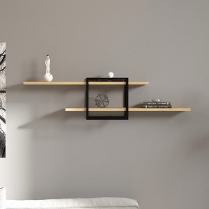 Ραφιέρα τοίχου Mone χρώμα sapphire oak - μαύρο 120x18x30εκ.