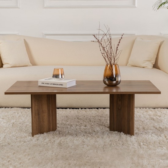 Τραπεζάκι σαλονιού Sabin χρώμα καρυδί 119x60x40εκ.