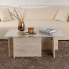 Τραπεζάκι σαλονιού Vetrino γυάλινο χρώμα travertine 105x65x40εκ.