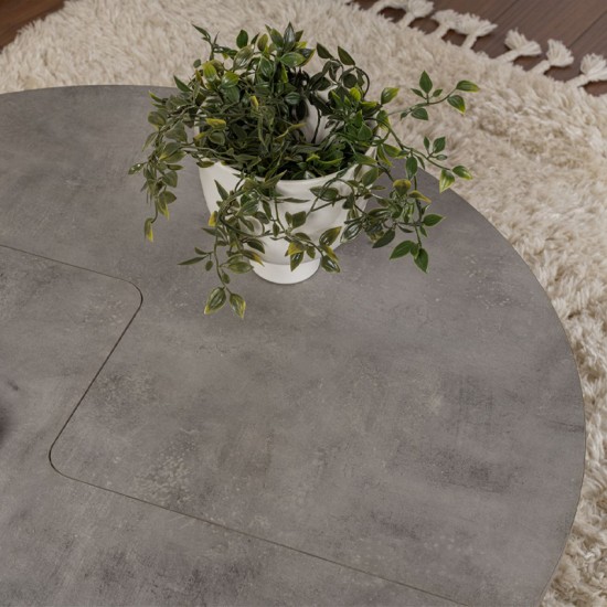 Τραπεζάκι σαλονιού σετ 2 τμχ Moira χρώμα γκρι σκυροδέματος Ø90x41εκ.