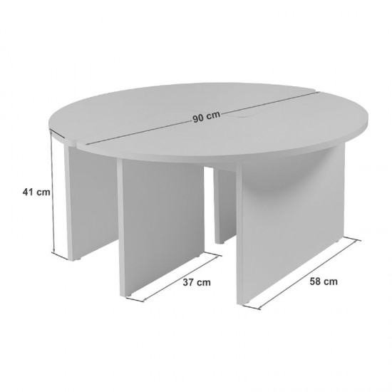 Τραπεζάκι σαλονιού σετ 2 τμχ Moira χρώμα γκρι σκυροδέματος Ø90x41εκ.