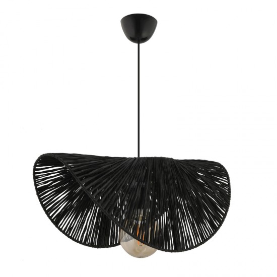 Φωτιστικό οροφής Taco E27 γιούτα μονόφωτο χρώμα μαύρο 51x36x55εκ.