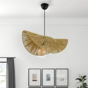 Φωτιστικό οροφής Taco  E27 γιούτα μονόφωτο χρώμα camel 51x36x55εκ.