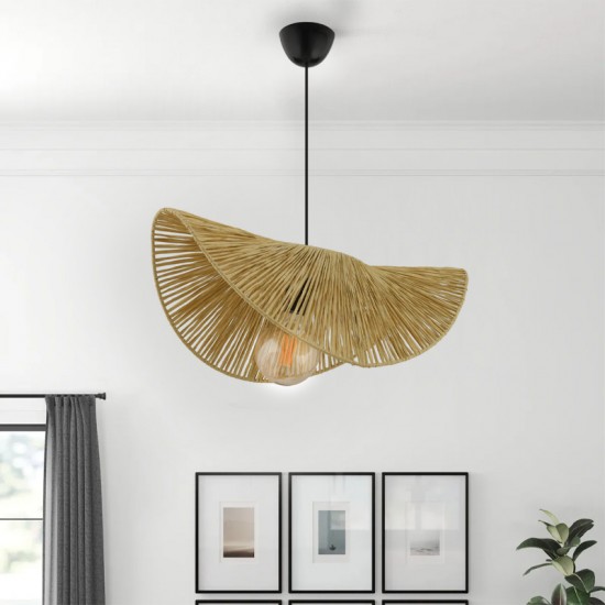 Φωτιστικό οροφής Taco  E27 γιούτα μονόφωτο χρώμα camel 51x36x55εκ.