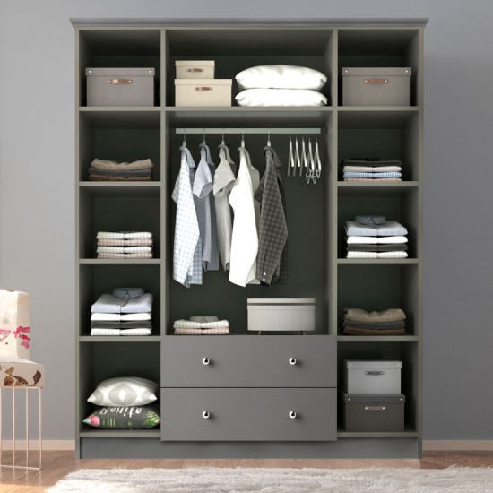 Ντουλάπα ρούχων Emily τετράφυλλη χρώμα anthracite 140x50x210εκ.