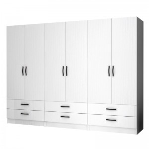 Ντουλάπα ρούχων Ricardo εξάφυλλη χρώμα λευκό 240x51,8x181εκ.