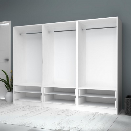 Ντουλάπα ρούχων Ricardo εξάφυλλη χρώμα λευκό 240x51,8x181εκ.