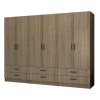 Ντουλάπα ρούχων Ricardo εξάφυλλη χρώμα καρυδί 240x51,8x181εκ.