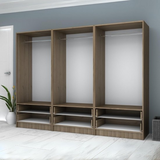 Ντουλάπα ρούχων Ricardo εξάφυλλη χρώμα καρυδί 240x51,8x181εκ.