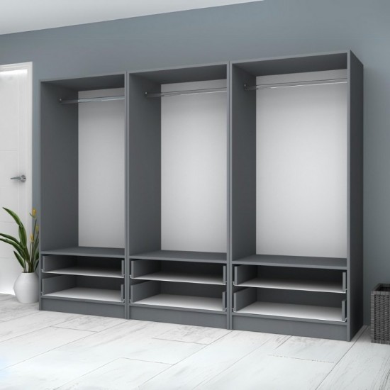 Ντουλάπα ρούχων Ricardo εξάφυλλη χρώμα ανθρακί 240x51,8x181εκ.