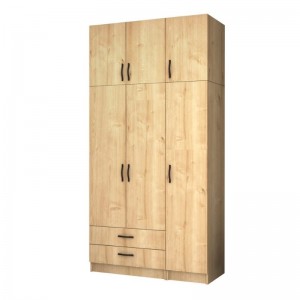 Ντουλάπα ρούχων Ricardo τρίφυλλη με πατάρι χρώμα φυσικό οξιάς 120x51,8x240εκ.