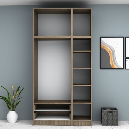 Ντουλάπα ρούχων Ricardo τρίφυλλη με πατάρι χρώμα καρυδί 120x51,8x240εκ.