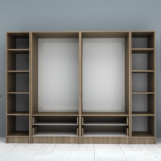 Ντουλάπα ρούχων Ricardo εξάφυλλη χρώμα καρυδί 240x51,8x181εκ.