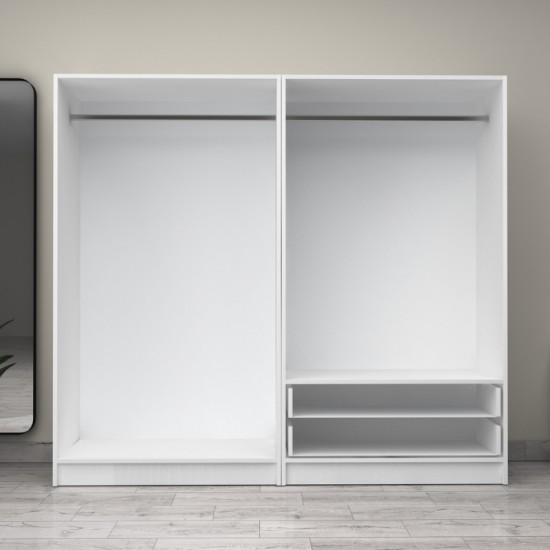 Ντουλάπα ρούχων Victoria τετράφυλλη με συρτάρια χρώμα λευκό 200x60x181εκ.