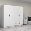 Ντουλάπα ρούχων Victoria τετράφυλλη με συρτάρια χρώμα λευκό 200x60x181εκ.