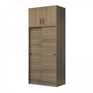 Ντουλάπα ρούχων Regio δίφυλλη συρόμενη με πατάρι χρώμα καρυδί 100x60x240εκ.