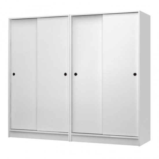 Ντουλάπα ρούχων Regio τετράφυλλη συρόμενη χρώμα λευκό 200x60x181εκ.