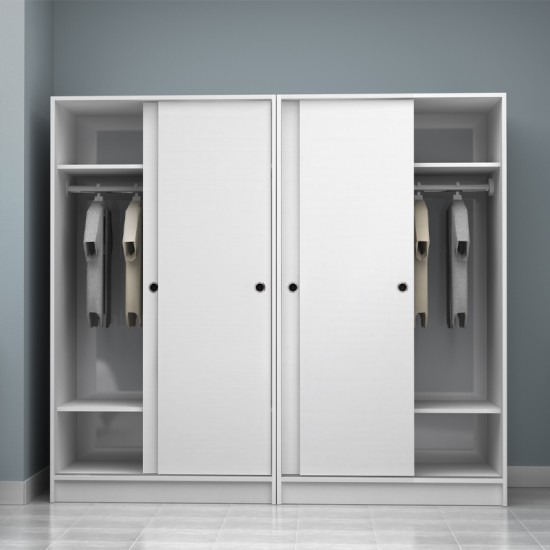 Ντουλάπα ρούχων Regio τετράφυλλη συρόμενη χρώμα λευκό 200x60x181εκ.