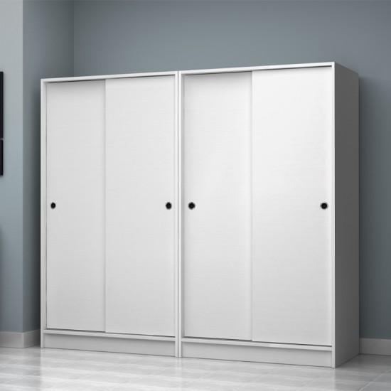 Ντουλάπα ρούχων Regio τετράφυλλη συρόμενη χρώμα λευκό 200x60x181εκ.