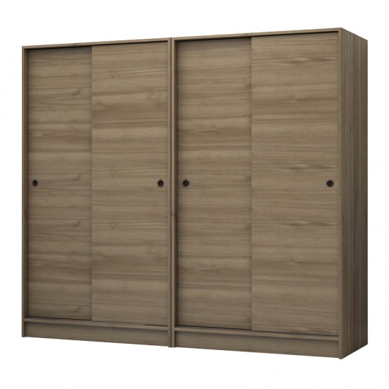 Ντουλάπα ρούχων Regio τετράφυλλη συρόμενη χρώμα καρυδί 200x60x181εκ.