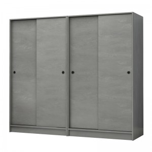 Ντουλάπα ρούχων Regio  τετράφυλλη συρόμενη χρώμα γκρι σκυροδέματος 200x60x181εκ.
