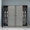 Ντουλάπα ρούχων Regio  τετράφυλλη συρόμενη χρώμα γκρι σκυροδέματος 200x60x181εκ.